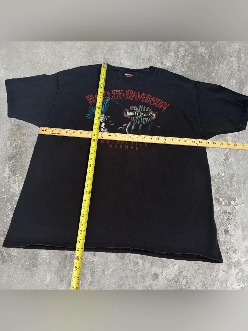Harley Davidson Motorcycle Madman Joker Clown Black Graphic Tee